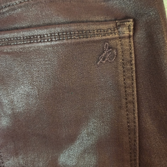 Sam Edelman The Kitten Ankle Skinny Burgundy Black Side Striped Coated Jeans 26 - Picture 14 of 16